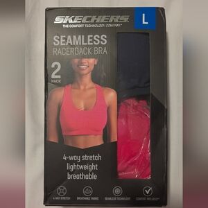 Skechers 2 Pack Seamless Racerback Sports Bra - Pink & Navy